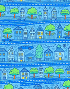 Whimsical Houses With Trees Pattern Rug