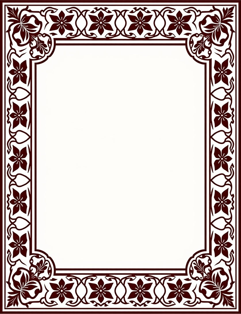 Ornate Floral Vine Border Design Rug