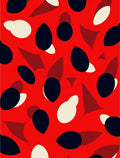 Bold Abstract Shapes Red Background Rug