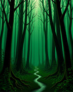 Enchanted Forest Winding River Pattern Rug