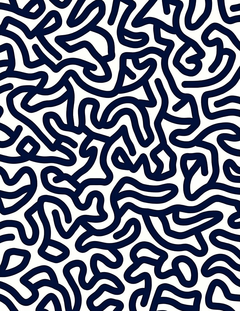 Abstract Navy Swirls Pattern Rug