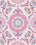 Pastel Pink Floral Medallion Swirl Rug