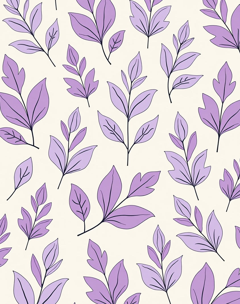 Purple Leaf Branch Pattern Rug