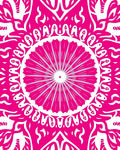 Vibrant Pink Sunburst Mandala Design Rug