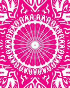 Vibrant Pink Sunburst Mandala Design Rug