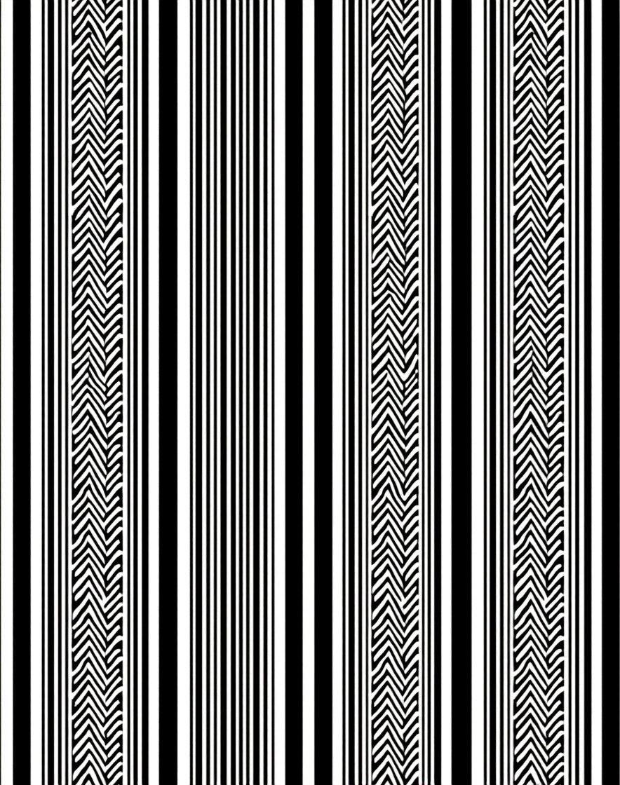 Black White Striped Zigzag Pattern Rug