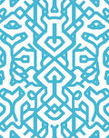 Blue Geometric Maze Pattern Rug