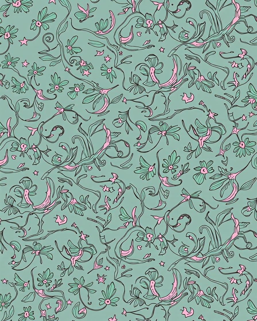Whimsical Floral Vine Pattern Rug