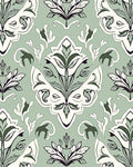 Pale Green Floral Damask Pattern Rug