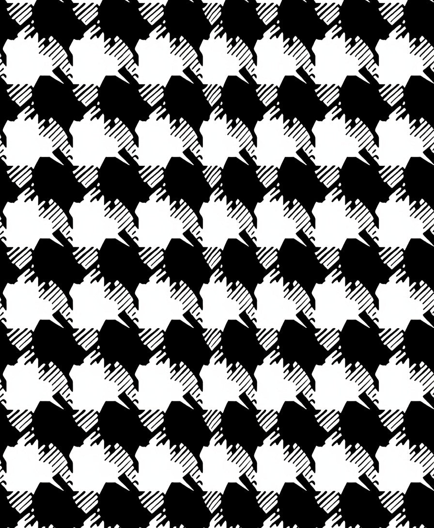 Classic Houndstooth Black White Pattern Rug