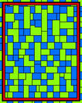 Vibrant Blue Green Rectangular Grid Rug