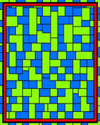 Vibrant Blue Green Rectangular Grid Rug