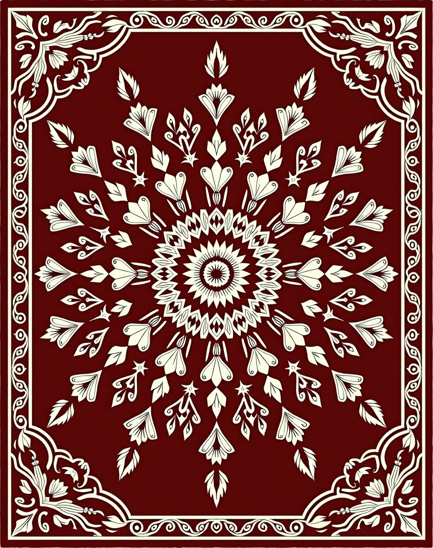 Elegant Floral Mandala Pattern Rug
