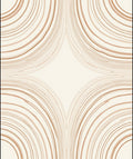 Cream And Brown Abstract Curve Pattern Rug