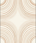 Cream And Brown Abstract Curve Pattern Rug