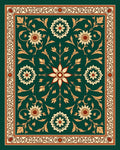 Emerald Green Floral Medallion Border Rug