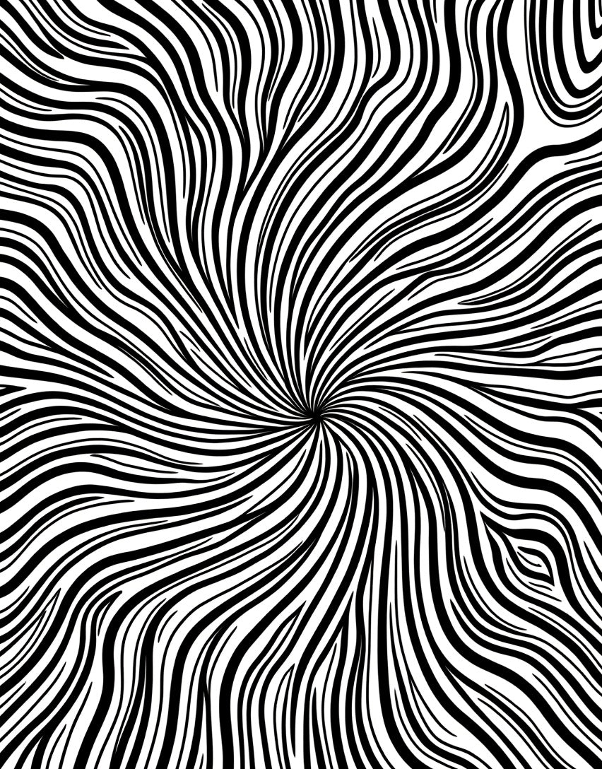 Abstract Black White Swirl Pattern Rug