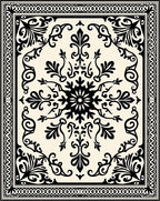 Classic Floral Scrollwork Border Design Rug