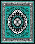 Teal Black Floral Mandala Rug
