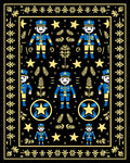 Blue Yellow Soldier Floral Border Rug