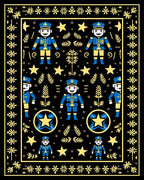 Blue Yellow Soldier Floral Border Rug