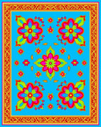 Vibrant Floral Medallion Pattern Rug