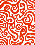 Curvy Swirl Pattern Red White Rug