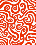 Curvy Swirl Pattern Red White Rug
