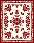 Elegant Red Floral Medallion Pattern Rug