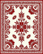 Elegant Red Floral Medallion Pattern Rug