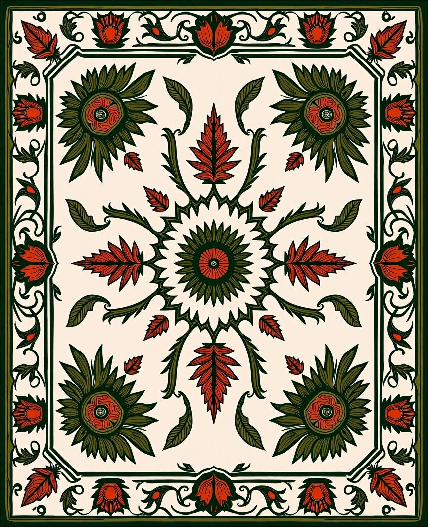 Vintage Floral Medallion Inspired Rug