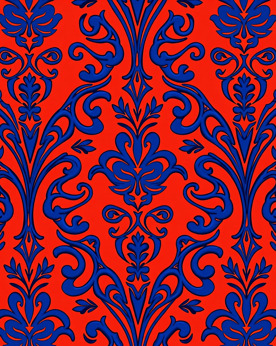 Bold Floral Damask Pattern Rug