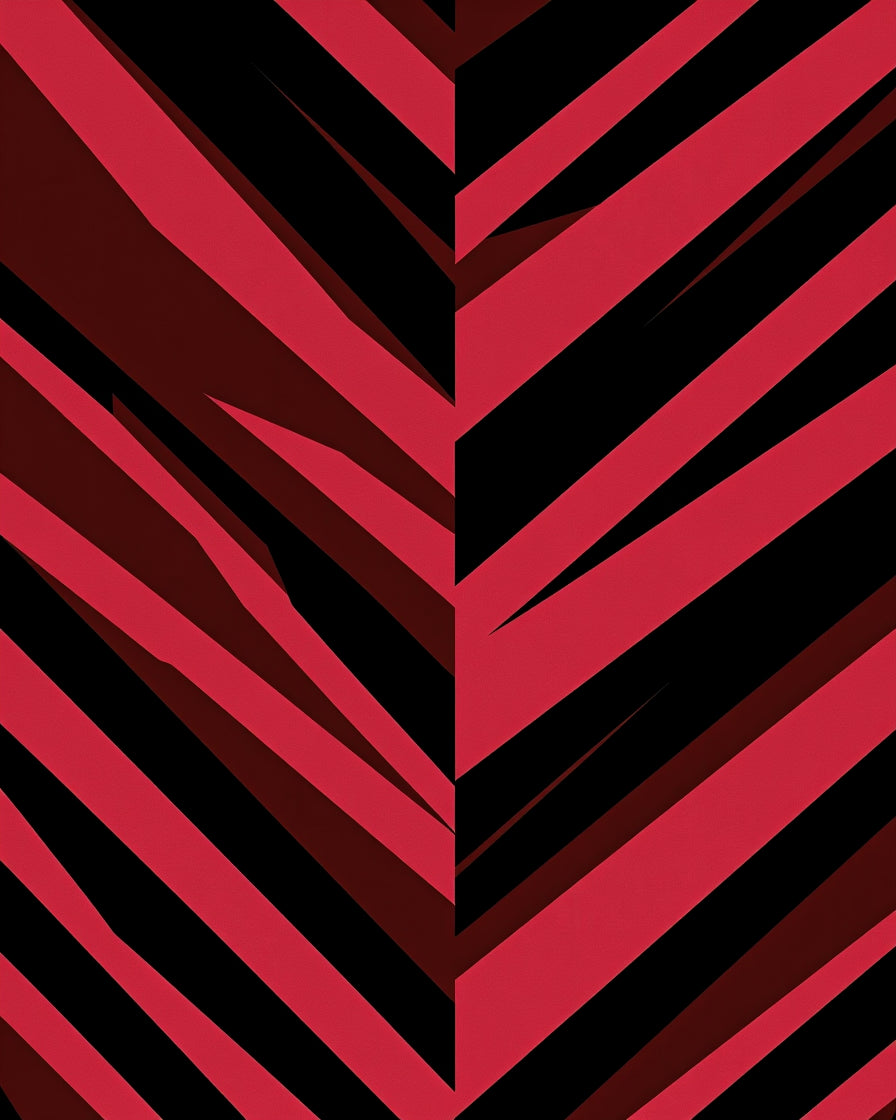 Bold Red Black Striped Design Rug