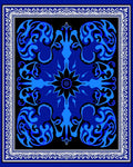 Bold Blue Black Abstract Floral Design Rug