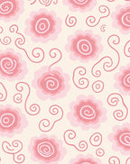 Pink Swirl Floral Pattern Rug