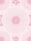 Delicate Pink Floral Sunburst Pattern Rug
