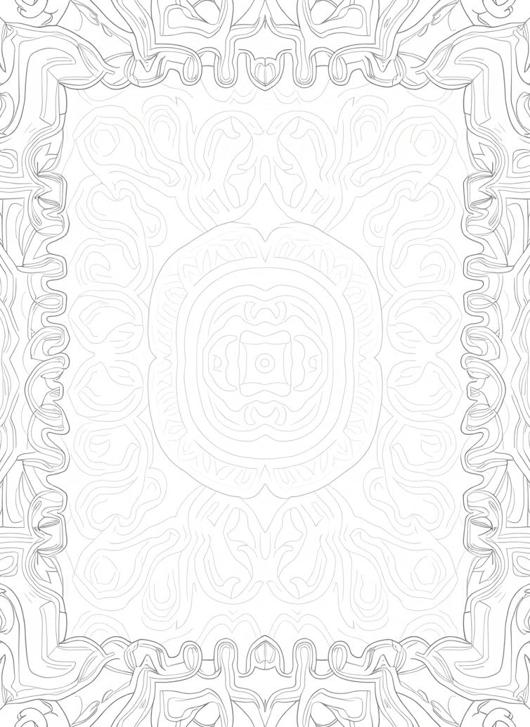 Ornate Mandala Bordered Abstract Design Rug