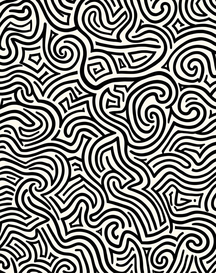 Abstract Swirl Maze Pattern Rug
