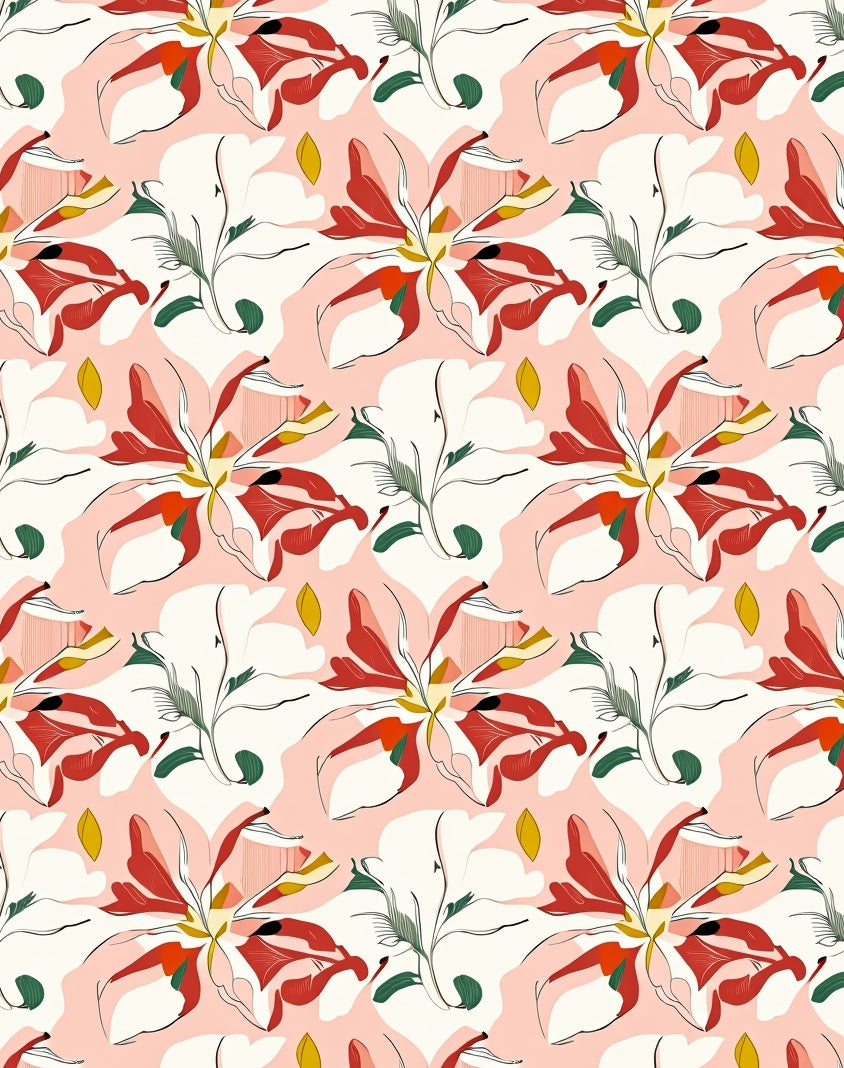 Abstract Floral Botanical Whimsical Design Rug