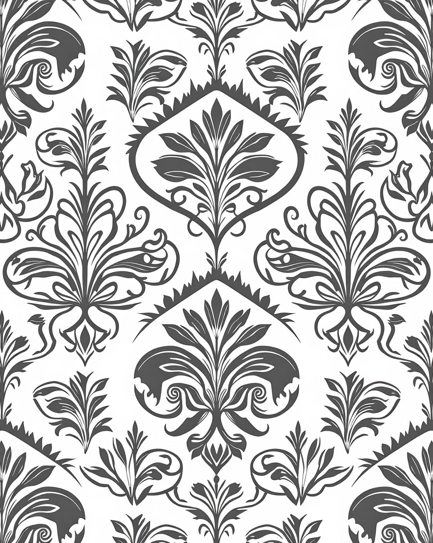 Elegant Floral Damask Pattern Design Rug