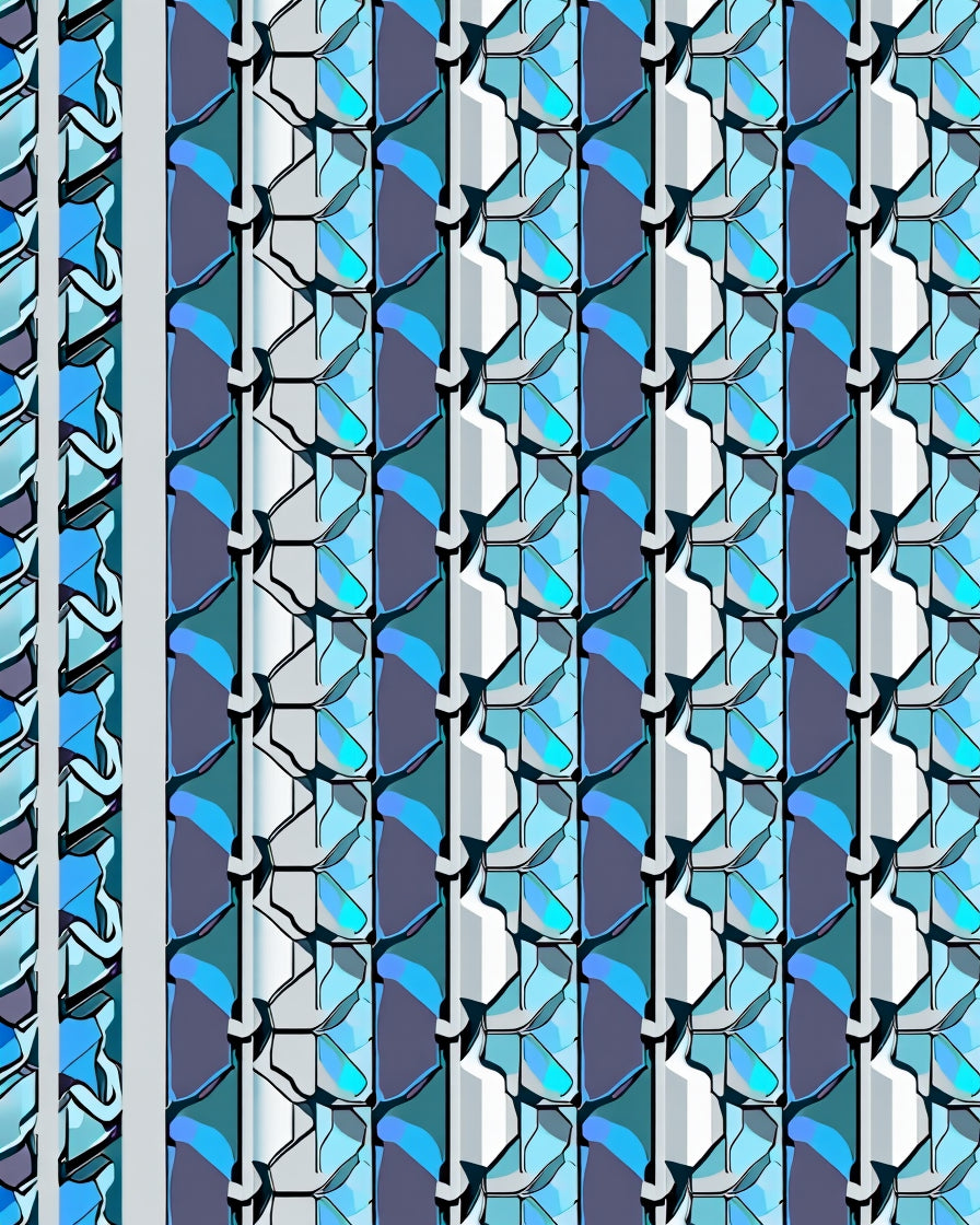 Cool Blue Geometric Abstract Pattern Rug