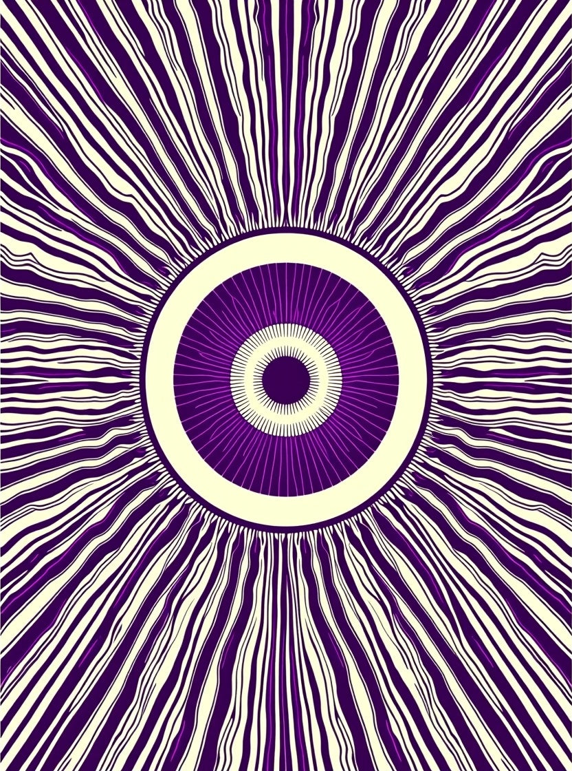 Radial Purple Cream Sunburst Design Rug