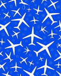 White Aircraft Patterned Blue Design Rug