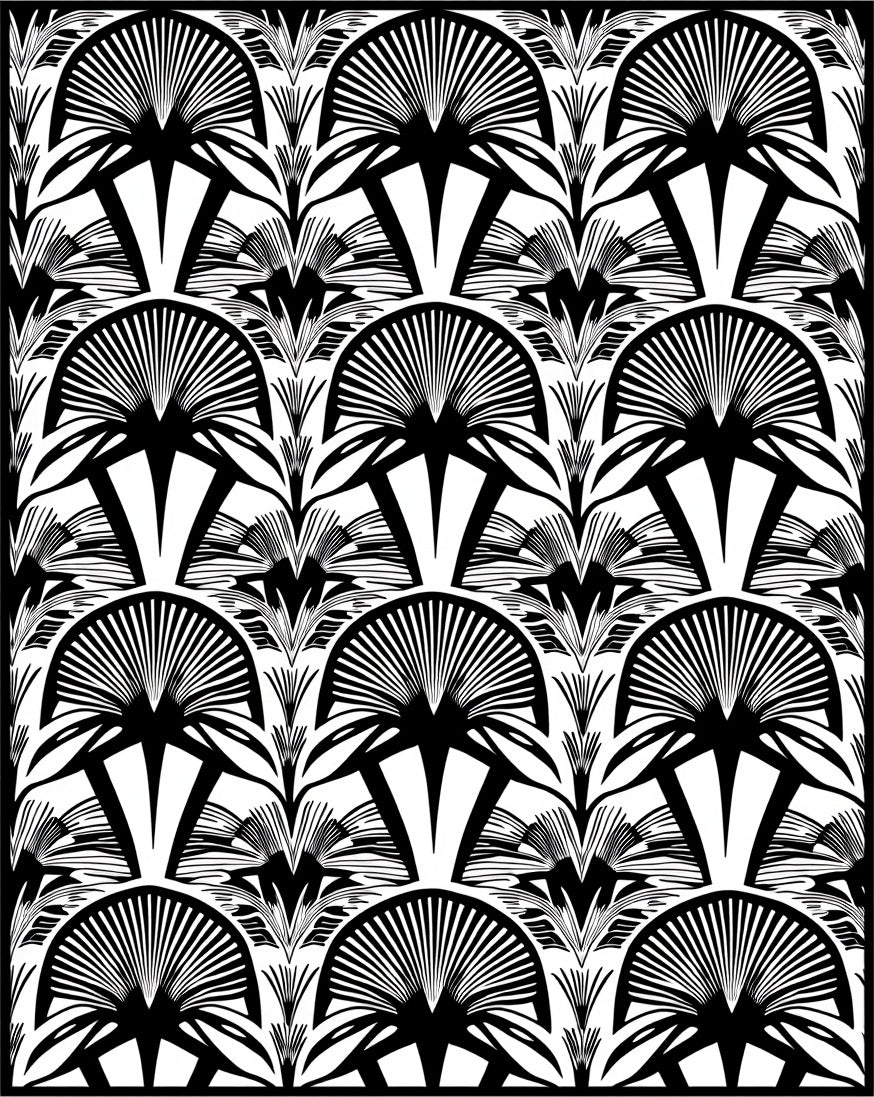 Art Deco Fanburst Geometric Pattern Rug