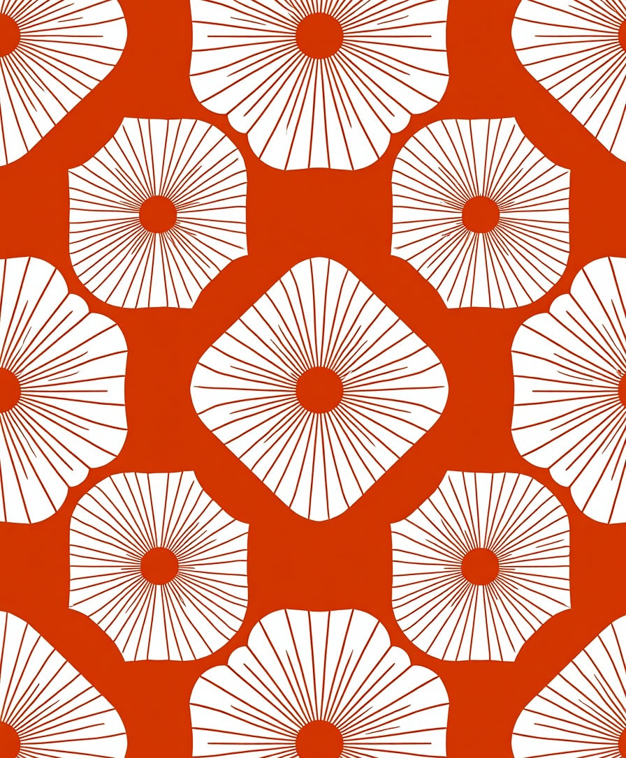 Mid Century Sunburst Pattern Rug