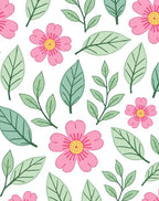Pink Flower and Leaf Pattern Rug