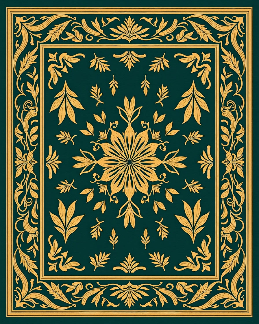 Vintage Floral Art Nouveau Inspired Rug