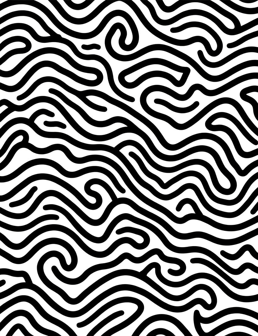 Abstract Black White Flowing Lines Rug