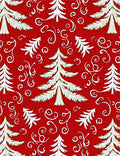 Festive Red Pine Tree Swirls Rug