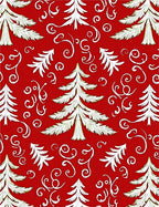 Festive Red Pine Tree Swirls Rug